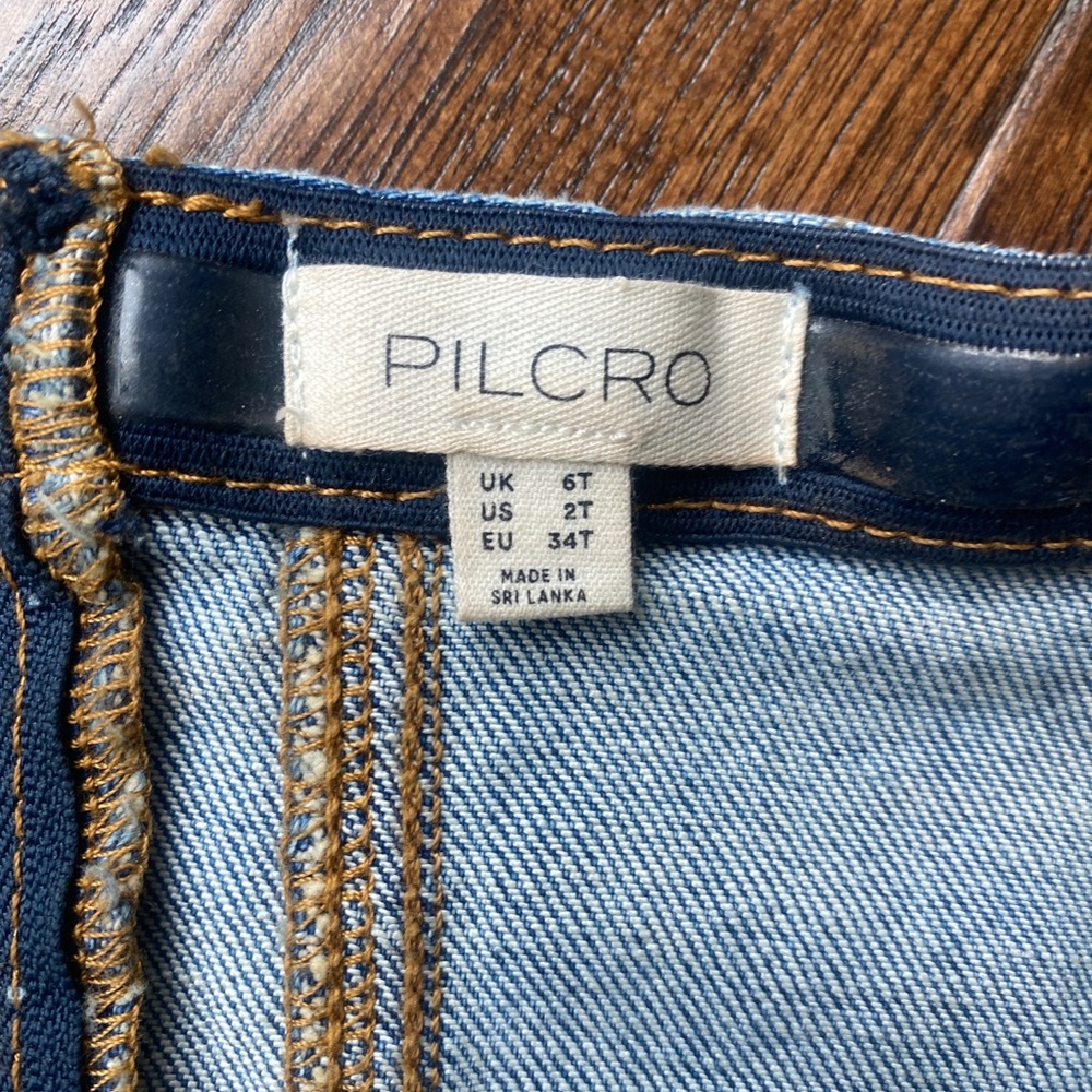 PILCRO Denim fake Button-Front Zip-up back Strapless Woman’s Jumpsuit - Picture 2 of 6